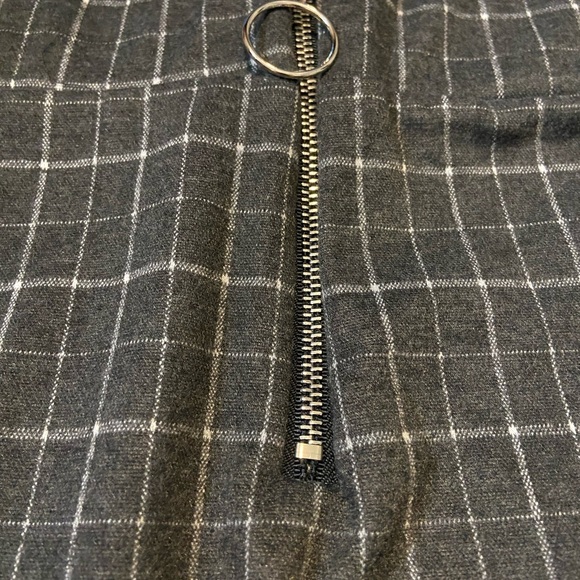 Adorable Soft Grey Plaid Mini Skirt - Picture 2 of 4